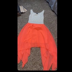 lacey orangish pinkish dress